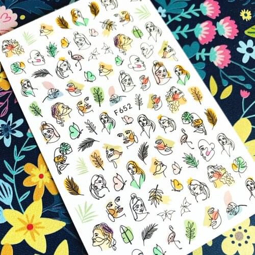 Newest F sereis F-652-653 Abstract female 3d nail art sticker nail decal stamping export japan designs rhinestones decorations