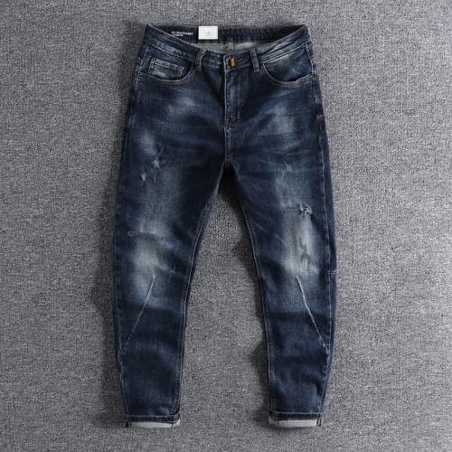 2020 new arrival Holed Harem Pants three dimensional cutting slim leg jeans mens versatile pants for promotion 0703