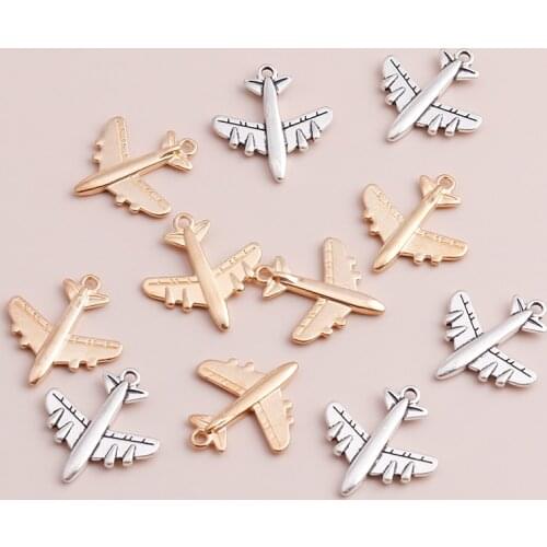 10pcs High Quality Alloy Aircraft Pendants Charms fit Bracelets & Necklaces Two Color 23x20mm DIY Jewelry Accessories
