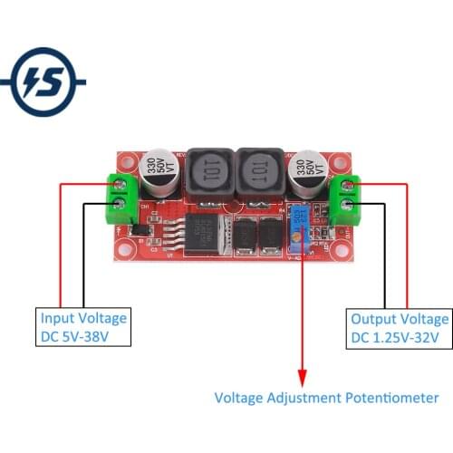 DC-DC Step-Down Power Supply 5A Voltage Stabilizing Module 5V-38V to 1.25V-32V Adjustable Converter