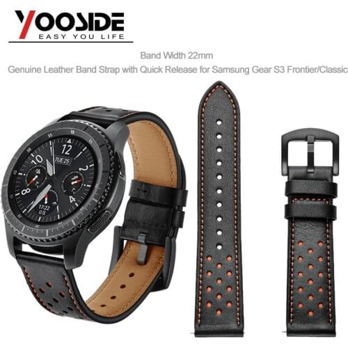 Band Width 22mm Premium Soft Genuine Leather Band Strap With Quick Release for Samsung Gear S3 Frontier/Classic Smart Watch