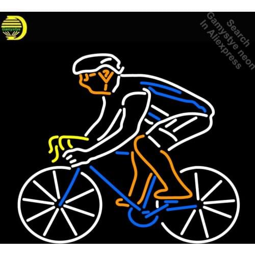 Sports bicycle logo Neon Sign Race GLASS Tube Handcraft neon Light Signs custom Advertise Store vintage neon lamps wholesale