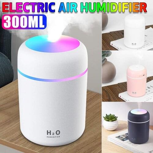 Portable 300ml Humidifier USB Ultrasonic Dazzle Cup Aroma Diffuser Cool Mist Maker Air Humidifier Purifier with Light Timing
