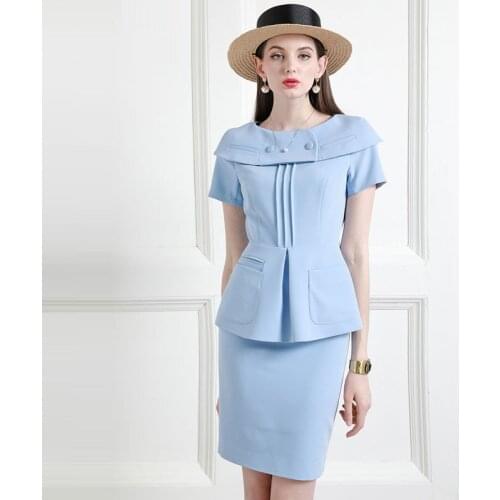 High End Two Piece Suit 2021 Summer Elegant Celebrity Ol Professional Fashion Dress Uniform Dress