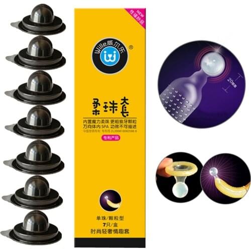 Wille Ribbed Dotted Condom Special Soft Silicone Ball Condoms Penis Extender Sleeve G Spot Stimulation Sex Toy Adult Product