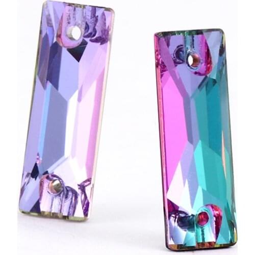 XIAOPU Baguette Stylish Sew on Stones K9 Glass Strass Crystal Rhinestones High Quality Flat Back Buttons Sew on Clothes Crafts