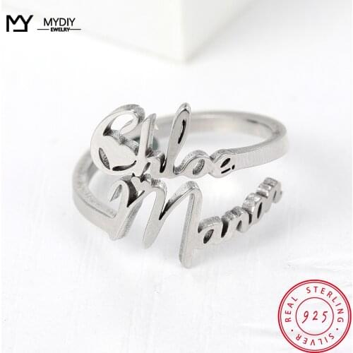 European and American jewelry 925 Sterling Silver Letter Design Finger Rings for Women men Party Jewelry Gifts Opening Rings