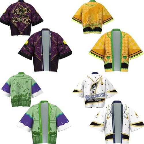 2021 Women/Men Summer Casual Streetwear Cloak JoJo Bizarre Adventure 3D Printing Anime Kimono Haori Yukata Cosplay Costumes