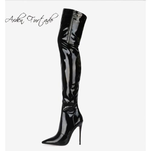 Arden Furtado 2021 spring Autumn Fashion Womens Shoes Over The Knee Boots Elegant zipper stilettos thigh high boots sexy boots