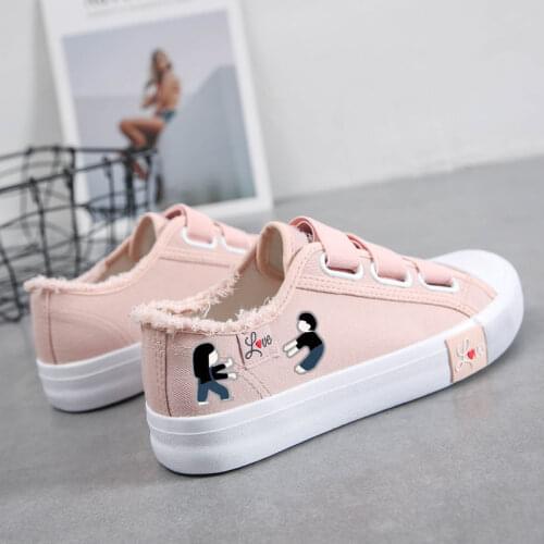 Kawaii Shoes Womens Sneakers Female Causal Canvas Trainers Teens Cute Cartoon Low Top Slip-On Flats 2021 Trends Tennis Girly