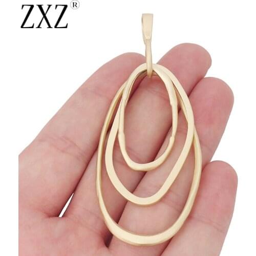 ZXZ 2pcs Matte Gold Large Statement Irregular Circles Charms Pendants for Necklace Jewelry Making Findings 84x34mm