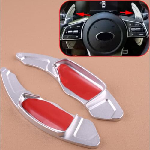1Pair Aluminium Alloy Steering Wheel Shift Shifter Paddle Extension Silver Fit For Kia Forte 2019 2020