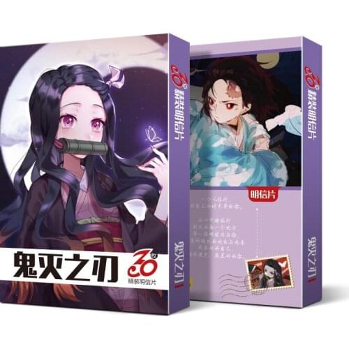 10 boxes/lot Anime Demon Slayer: Kimetsu no Yaiba lomo postcard toy cartoon small card 30pcs pictures postcard box toy gift