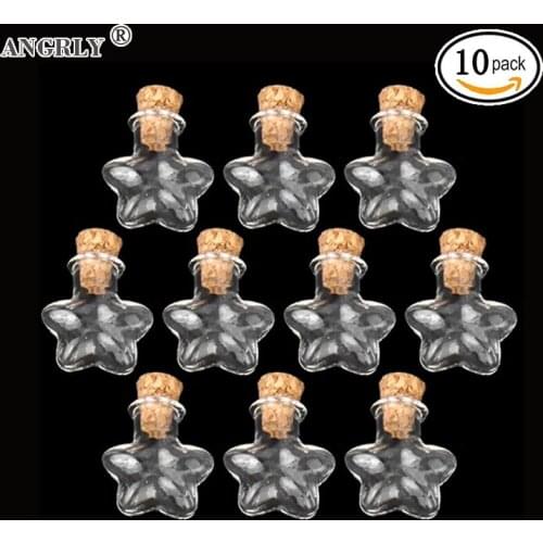10 pcs Mini Wish Note Glass Bottles Pendant Empty Tiny Clear Wishing Message Jars with Cork Wedding Decoration (Transparent)
