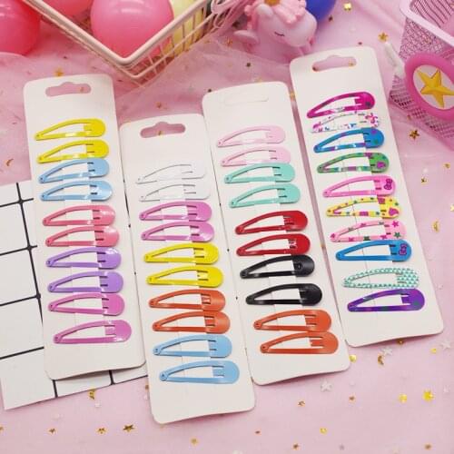 10Pcs/Pack Candy Color Paint BB Clips Headwear Set Children Water Drop Shaped Hairpins Kids Simple Sweet Hairgrips For Girls