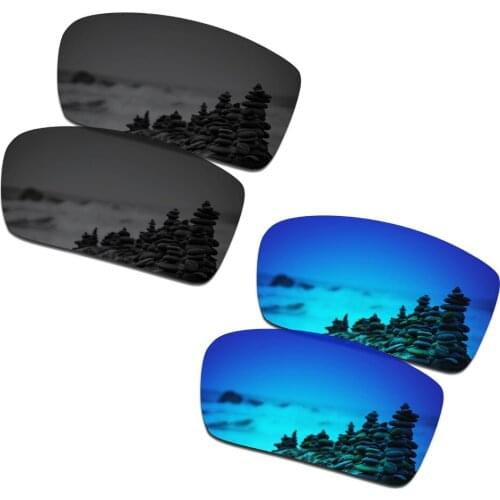 SmartVLT 2 Pairs Polarized Sunglasses Replacement Lenses for Oakley Gascan Stealth Black and Ice Blue