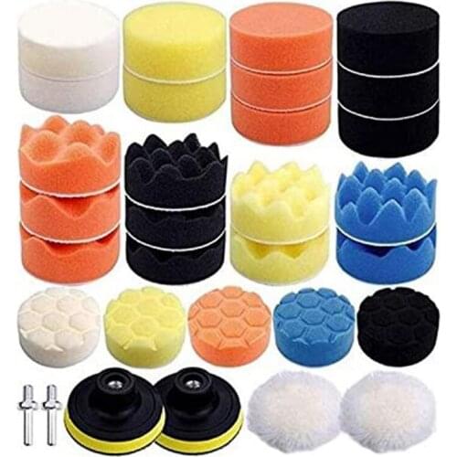 31 PCS 3 Inch Buffing Sponge Pads and Polishing Pads Kit, Car Polishing Pad Kit Foam Polishing Pads Polisher Attachment