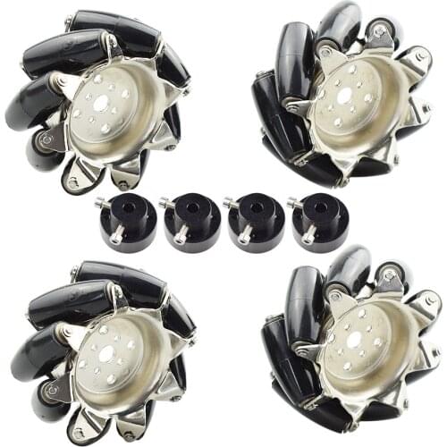 60KG Heavy Load 4pcs 3inch Steel Mecanum Wheel Universal Omnidirectional Wheel for Large Load Robot Handling, Transport Car Move