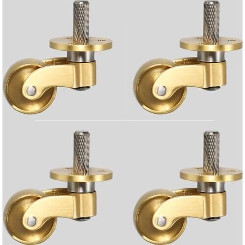 High Quality 4PCS Brass Universal Heavy Furniture Casters Table Chair Sofa Bar Piano Smoothly Wheels Furntiure Rollers Runners