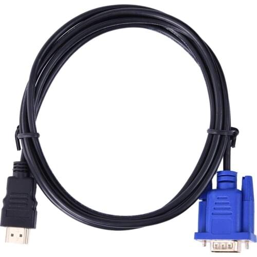 5FT 1.8M HDMI-compatible Cable Gold Male To VGA HD-15 Male 15Pin Adapter Converter 1080P HD Splitter Switch For PC HDTV Monitor