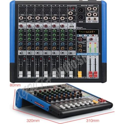 8 Channel Bluetooth USB Mixing Console Digital Audio Effect Studio Mixer with +48V Phantom Power