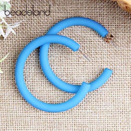 Beadsland Acetic Acrylic Hoop Earrings C Shape Candy Color Fashion Classic Woman Girl Party Festival Hot Sell Gift 40272
