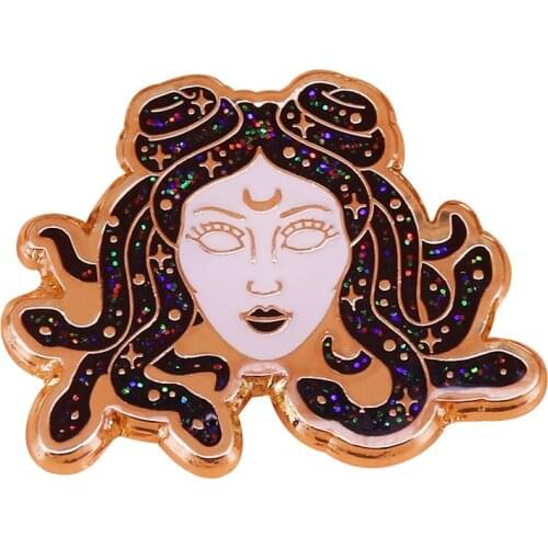 Medusa with a celestial flair brooch Space Aesthetic additon