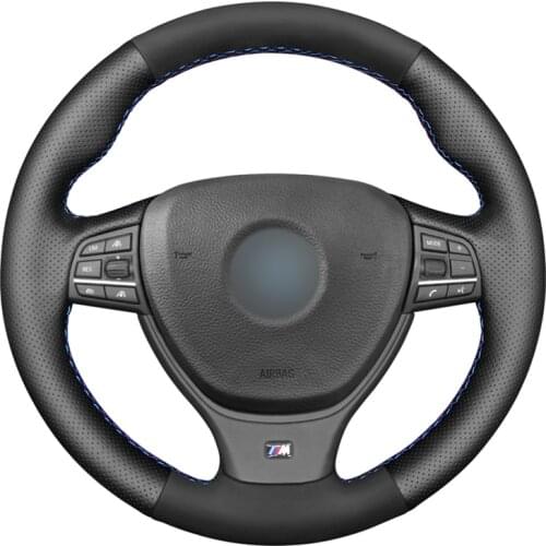 Black Suede Leather Car Steering Wheel Cover For BMW 5 Series 520i 528i F10 F11 F07 2009-2017 M5 F10 F12 F13 F06 F01 F02