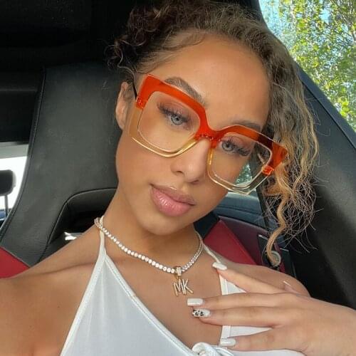 Colorful Oversized Square Optical Eyeglasses Frames Vintage Transparent Clear Lens Reading Myopia Prescription Glasses Frame