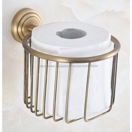Bathroom Paper Holders Wall Mount Toilet Paper Roll Basket Holder Antique brass Toilet Tissue box Paper Towel Rack Nba732