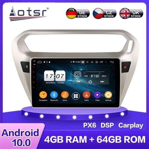 For Peugeot Android 10 Car Multimedia DVD Player 4+64GB For 301 2013 - 2016 Auto GPS Navigation Stereo Radio DSP Carplay WIFI BT