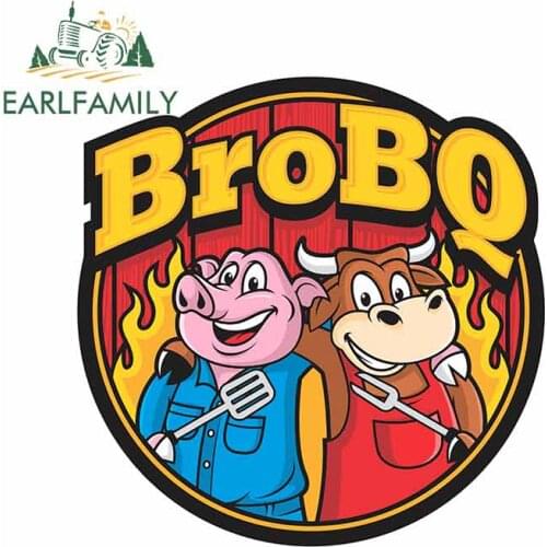 EARLFAMILY 13cm x 12.3cm For Competition Bbq Refrigerator Decor Car Stickers Cartoon Car Styling Decal Sunscreen Vinyl Material