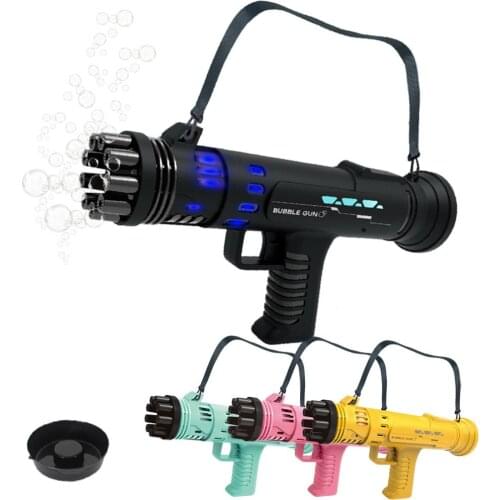 Electric Mortar Bubble Gun Toy With Light Summer Soap Water Bubble Machine 2-in-1 Electric Bubble Machine For Children Gift Toys