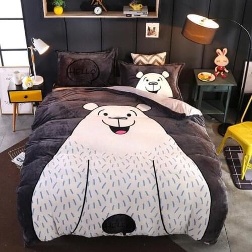 Falai Fleece Osaka Four-Piece Set Winter Thick Warmth Double-Sided Beibei Fleece Cartoon 3/4 Piece Set