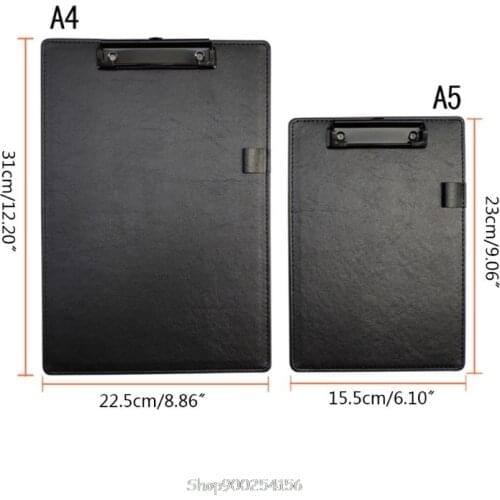 PU Leather A4 A5 File Paper Clip Board Writting Pad Folder Document Holder with Pen Clip D02 20 Dropship