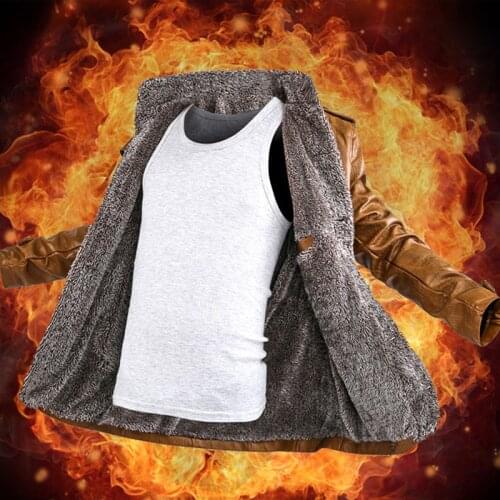 Classic long fall and winter leather jacket with velvet warm and cold proof jacket inside cool and fashionable windproof jacket