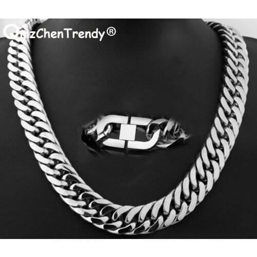 21mm 60cm Heavy Cuban Chains Men Hip Hop Jewelry Wholesale Thick Stainless Steel Long Big Chunky hiphop Necklace Gift
