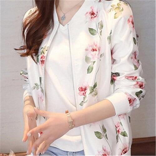 4XL 5XL New 2021 Fashion Summer Women Print Jacket Long Sleeve Basic Jacket Coats Women Thin Slim Short Female Jackets Plue Size