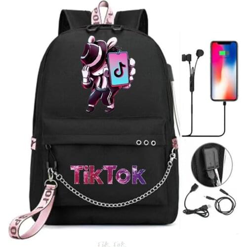 Tik Tok New Fashion 3d Printed USB Charging Backpack Student School Bag for Girl Boy College Daily Outdoor Bagpack
