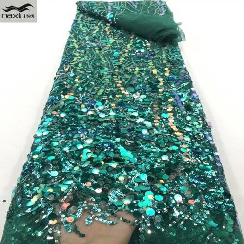 Madison Latest sequence French Nigerian sequins net lace 2021 high quality African tulle mesh sequence lace fabric for dress 5Y