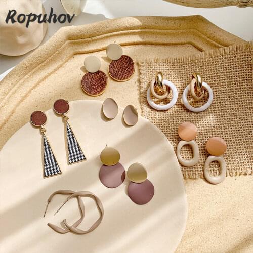 Ropuhov 2021 New Korean Jewelry Gift Silver Needle Houndstooth Retro Earrings Personalized Fashion Geometric Wholesale