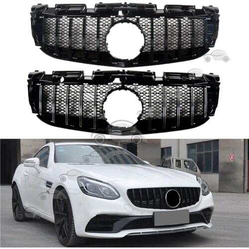 Front Bumper Racing Grill Billet Grille Cover For Mercedes-Benz R172 SLC Class 2016 2017 2018 2019 2020 2021