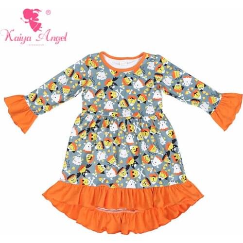 Kaiya Angel 2018 Hot Halloween Boutique Toddler Girl Orange Cotton Dresses Baby Princess Wedding Party Summer Autumn Clothes