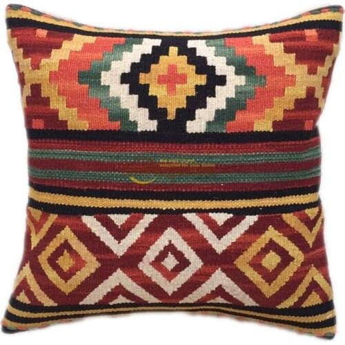 Knot pillow Wool Kilim Floral / Cover Hand Woven Wool Fancy 19 French Country Chichabby Vintage Ofa Decorative