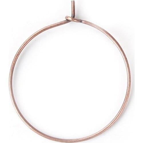 Iron Alloy Wine Glass Charms Circle Ring Drink Cup Charms Label Mark Glass Sign Identification Antique Copper 30*24mm 100 PCs