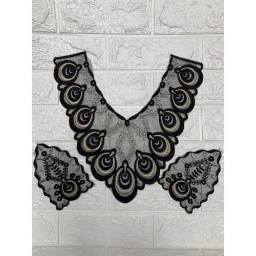 Polyester embroidery net base collar set applique,embroidery decoration collar set,HF190409A