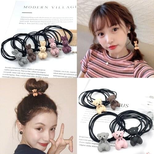 Cartoon Animal Hair Band Lovely Rabbits Bears Hair Ties Kawaii Bunny Rubber Bands Sweet Headdress Accessories For Girls Children