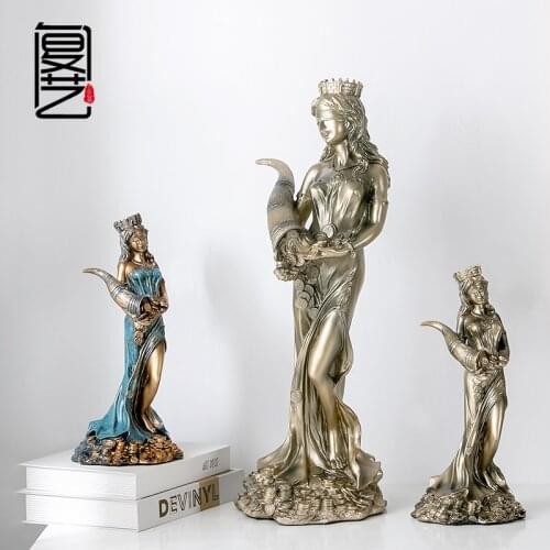 Retro European Goddess of Wealth Ornaments Office Shops Opened To Make Money Gifts Creative Home Decor Furnishings