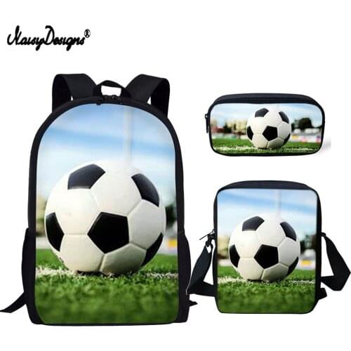 NOISYDESIGNS Playground Sport Soccer 3D Design Pattern School Backpacks Teenager Casual Big Bookbags Boys Rucksack Set Mochila