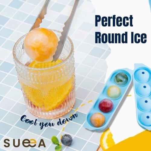 Sueea Silicone 4-Ball Ice Ball Maker Mold Ice Cube Mold Summer Bar Drink Tool Kitchen Accessories Whiskey Cocktail DIY Ice Mould